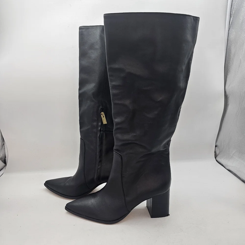 Vince Camuto Lumina Pointed Toe Knee High Boots Black Leather Size 9 - Picture 4 of 11